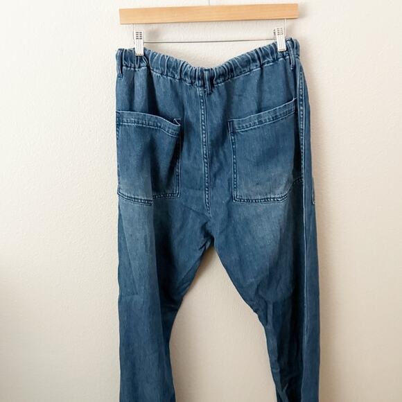 ARTICLES OF SOCIETY | Denim Look Slouchy Drawstring Pants Medium Wash | SIze XL - Picture 7 of 8